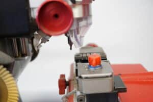 A machine used by locksmiths to create copies of car keys.