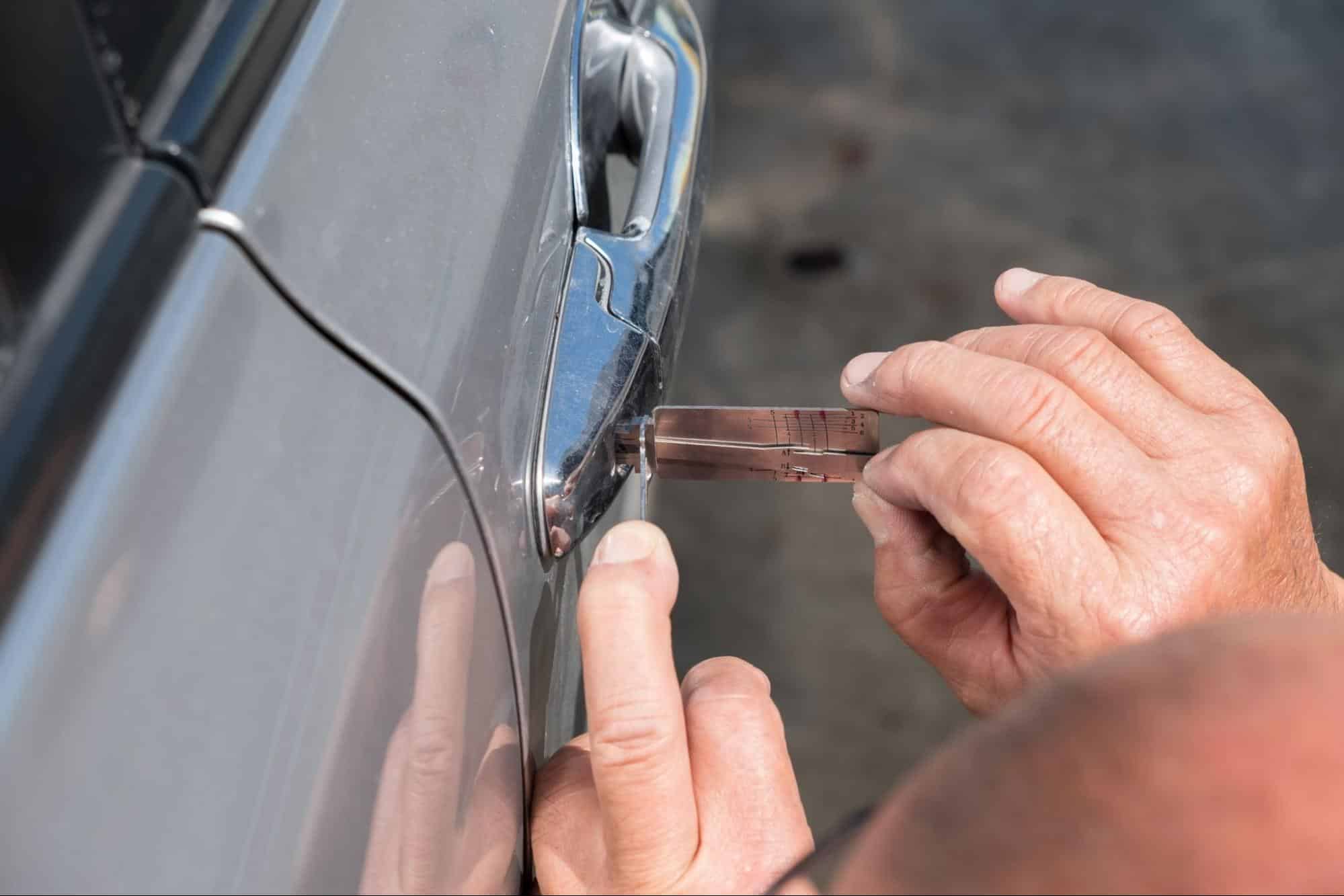 Unlocking a car by picking the door lock