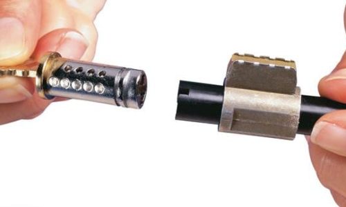 lock cylinder ready to be rekeyed